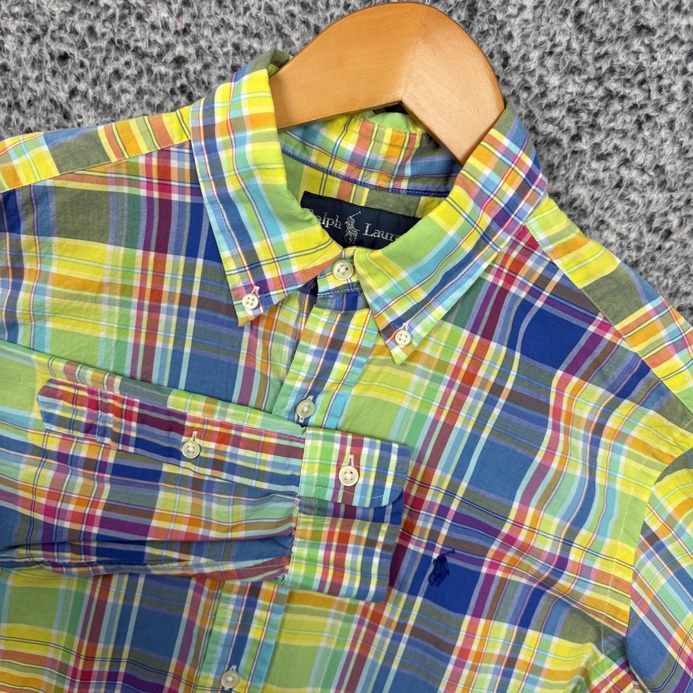 Polo Ralph Lauren Shirt Mens Medium Multicolor Plaid Classic Fit Button Down